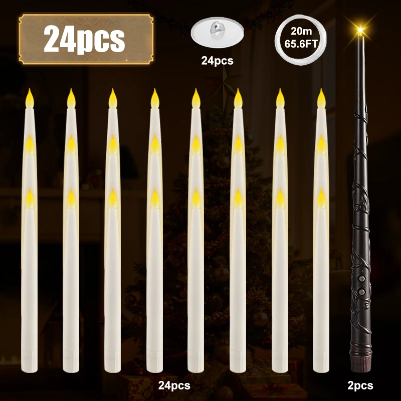 S-Union 20 Candele Galleggianti LED Con Telecomando A Bacchetta Magica, Luci Tremolanti Calde Per Decorazioni Natale E Feste