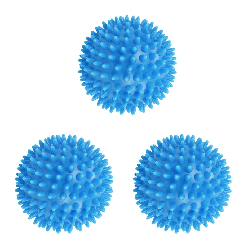 3X Spiky Massage Ball, Hard Stress Ball 7.5Cm For Fitness Sport Exercise (Sky Blue)