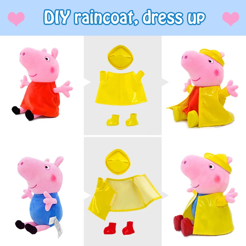 Peppa Pig Peggy Plush Doll Raincoat Coat Theme Series Simulation