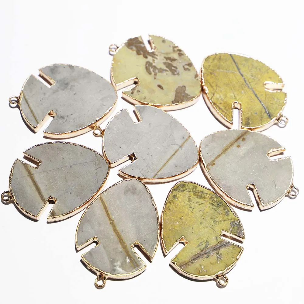 Natural Semi Precious Stone Arow Necklaces Pendants Gold Plated Eedge Ruggedly Fashion Charms Jewelry Accessories Wholesale 6Pcs