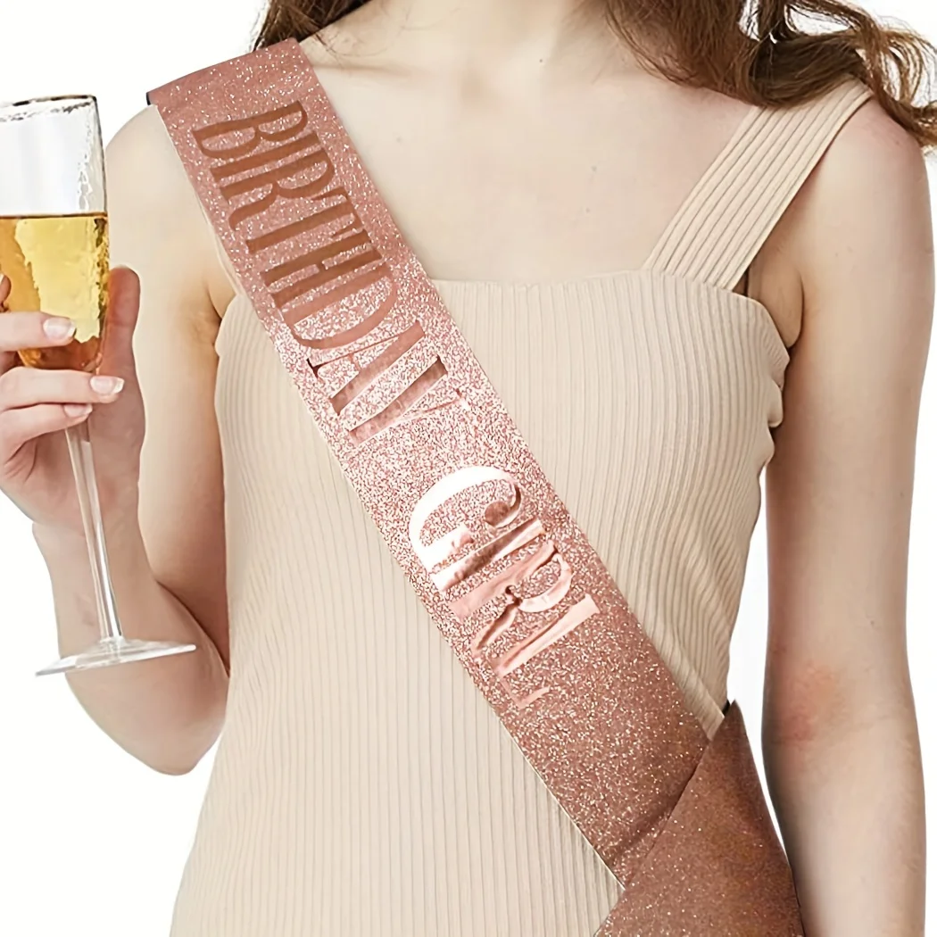 Birthday Crown Bling Rhinestone Crystal Tiara Sash Women Party Decoration Kit
