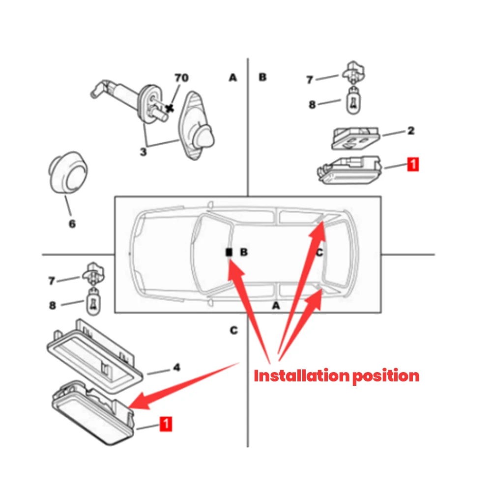 Interior Reading Lamp Interior Light Reading Light 636296 for AX BX 106 Lnterior Dome Lamp Interior Reading Lamp