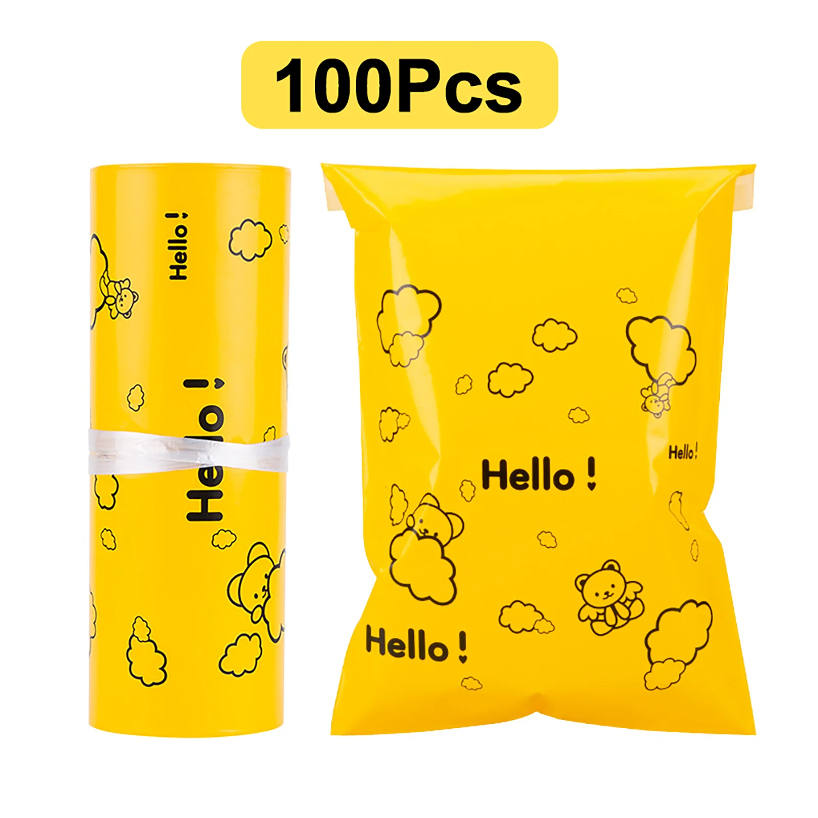 100 adet küçük ayı kurye hediye çantası merhaba tasarım posta çantası ekspres nakliye ambalaj poşetleri mağaza için kendinden mühürlü giyim