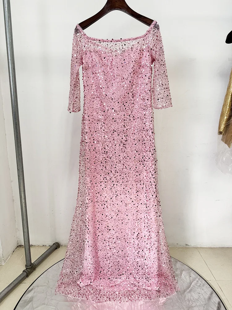 فستان ماكسي شاش مطرز