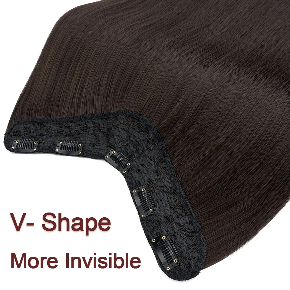 Benehair 18 Inch 160g V-Shaped Straight Synthetic Hair One Piece Clip In Hair Extension With Clips Hairpiece Full Head