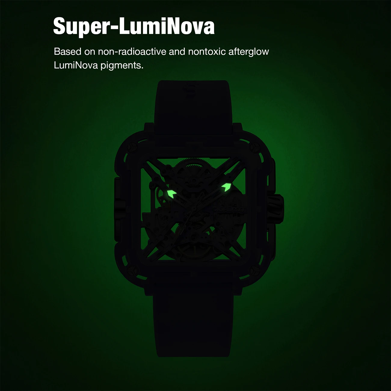 CIGA Design Mechanical Ceramic White Watches for Women X Series Automatic Movement Luminous Skeleton Ladies Watch Silicone Strap