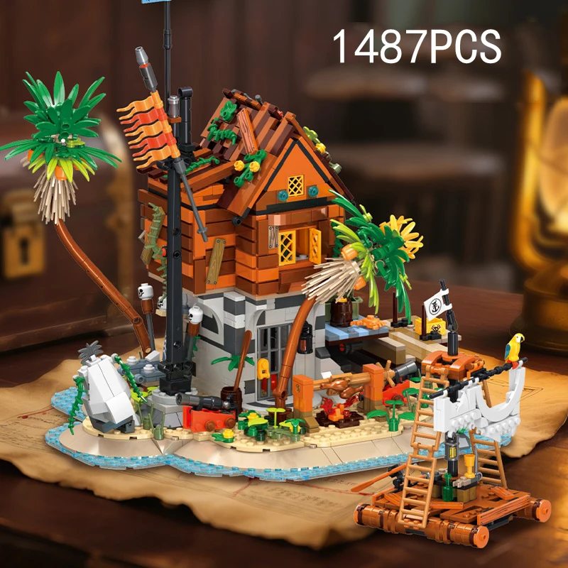 Kreative Filmszenen Karibik Piraten Rock Bay Block-Baumodell-Sets Bausteine Lernspielzeug für Kinder Geschenke