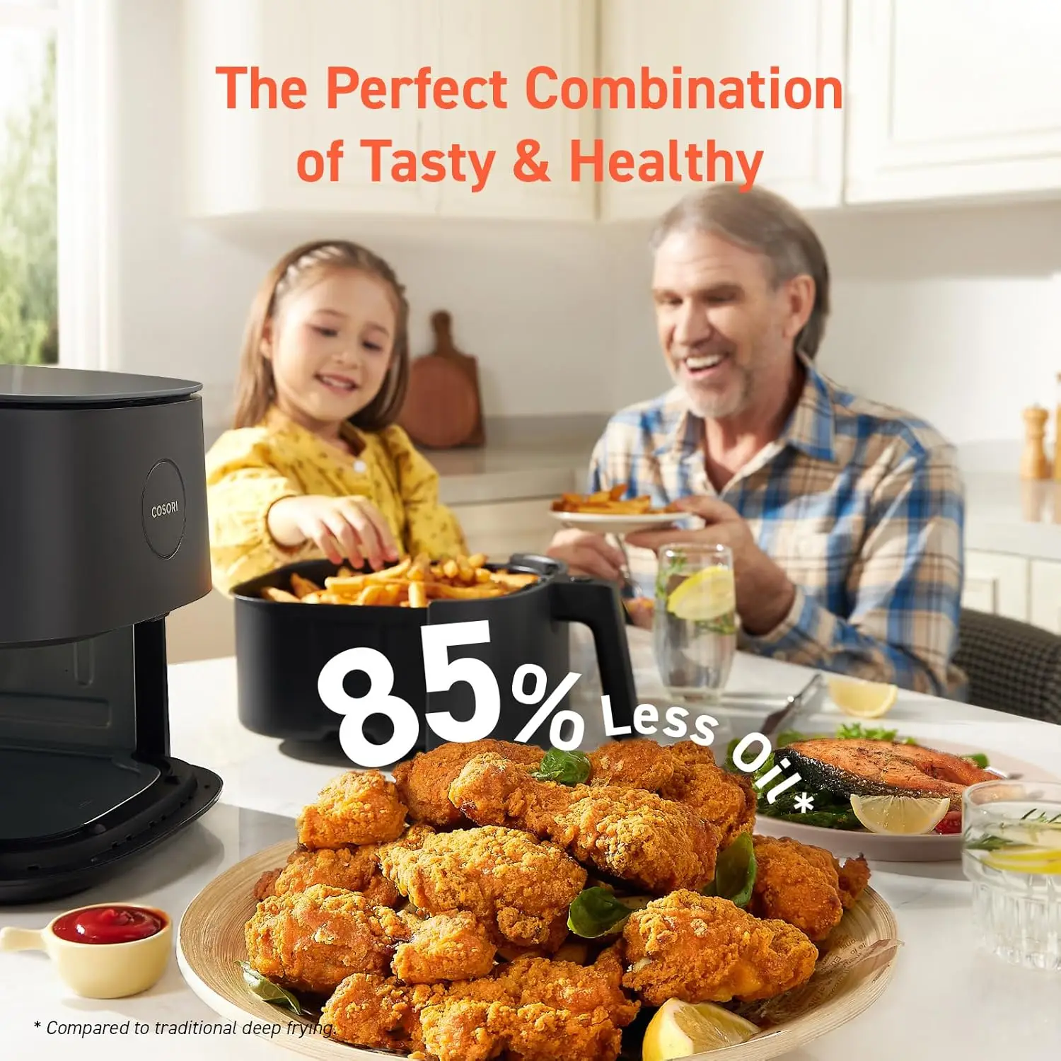 Air Fryer 5 Qt, Max 450F for Juicy Meat, Veggies, Frozen Food, Glass Touch Panel, 130+ In-App Recipes, Little to No Oil, 4