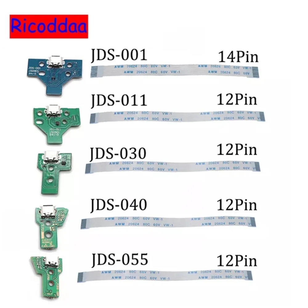 

For PS4 Gamepad USB Charging Port Socket Circuit Board For 12Pin JDS 011 030 040 055 14Pin 001 Connector For PS4 Controller