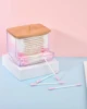 1Pcs Cotton Swab Holder, Cotton Swab Dispenser with Bamboo Lids,Bamboo Bathroom Storage Jars Storage Containers Clear Plastic 4