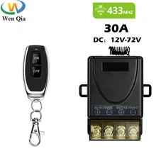 

433Mhz Wireless Remote Control Switch DC 12V 24V 48V 72V 30A Relay Receiver 50 Meters Remote ON OFF for Electric Device Light