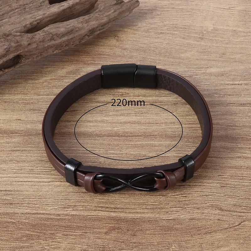 Bracelet Homme Infini Bracelet Noeud Infini Homme Acier Inox | Carte Message | Cadeau Personnalisé Bracelet Noir élégant Homme