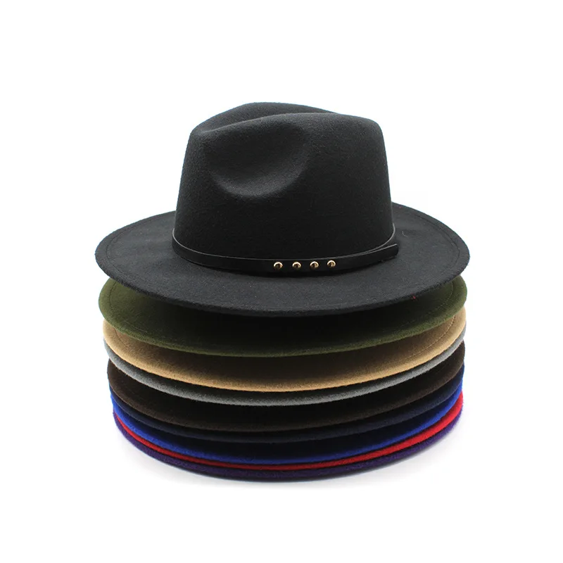 

Luxury Man Hat Brown Fedora Hats Women Simple Woolen Hat Jazz Hats British Style Hat Autumn Winter Big Along Multicolor Hat