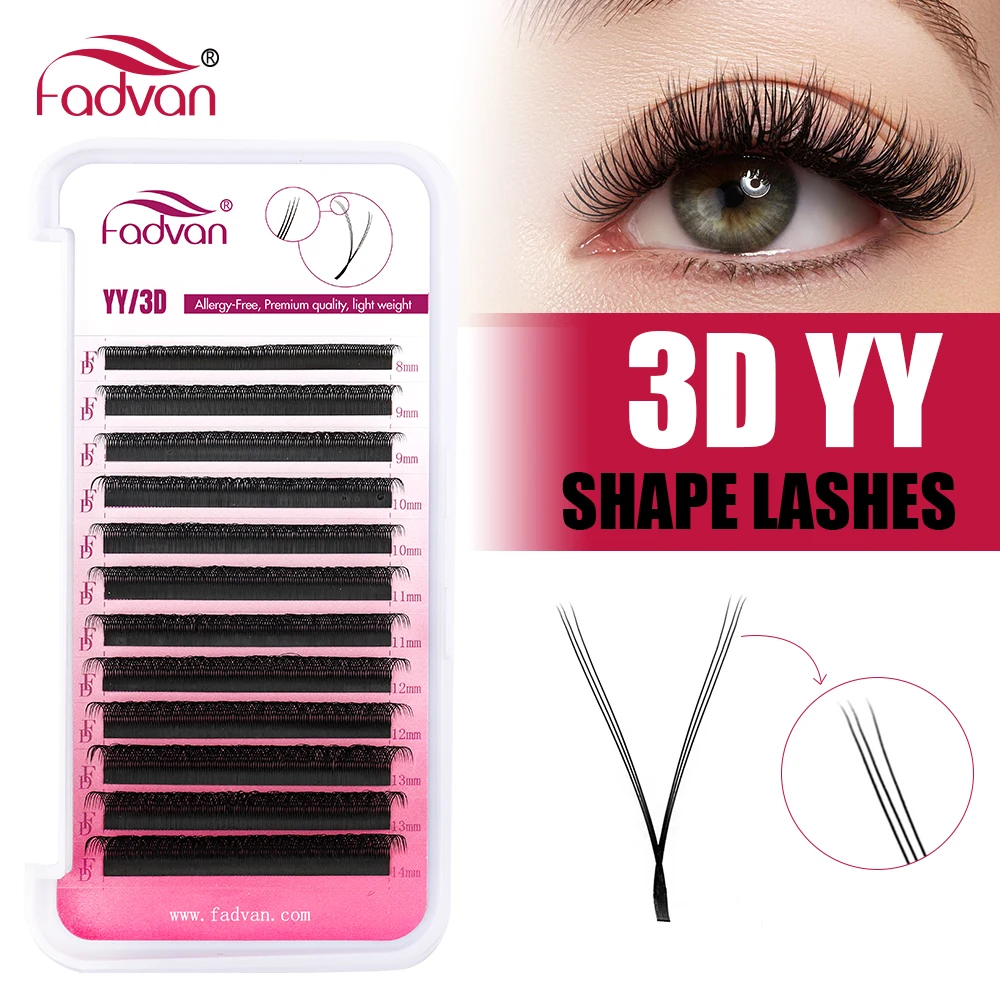 

Fadvan 3D YY форменные ресницы 3 накладные ресницы мягкие BASF Lash C/D/DD Curl ручная работа Высокое качество объемные веерные ресницы
