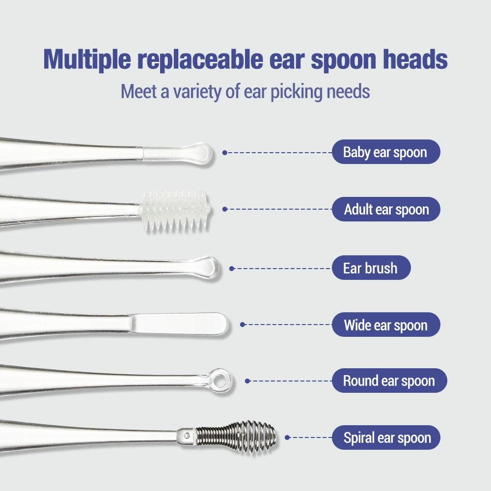 1 Set Baby Ear Cleaner Ear Wax Removal Tool Flashlight Earpick Ear Cleaning Earwax Remover Luminous Ear Curette Light Spoon 4