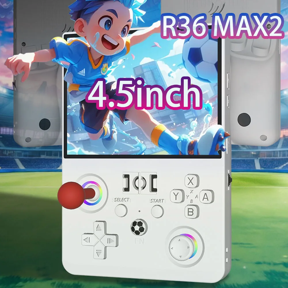 New R36 Max2 Retro Handheld Game Console Linux System 4.5 Inch IPS Screen 64G/128G Portable Pocket Player Built-in_voghion.com