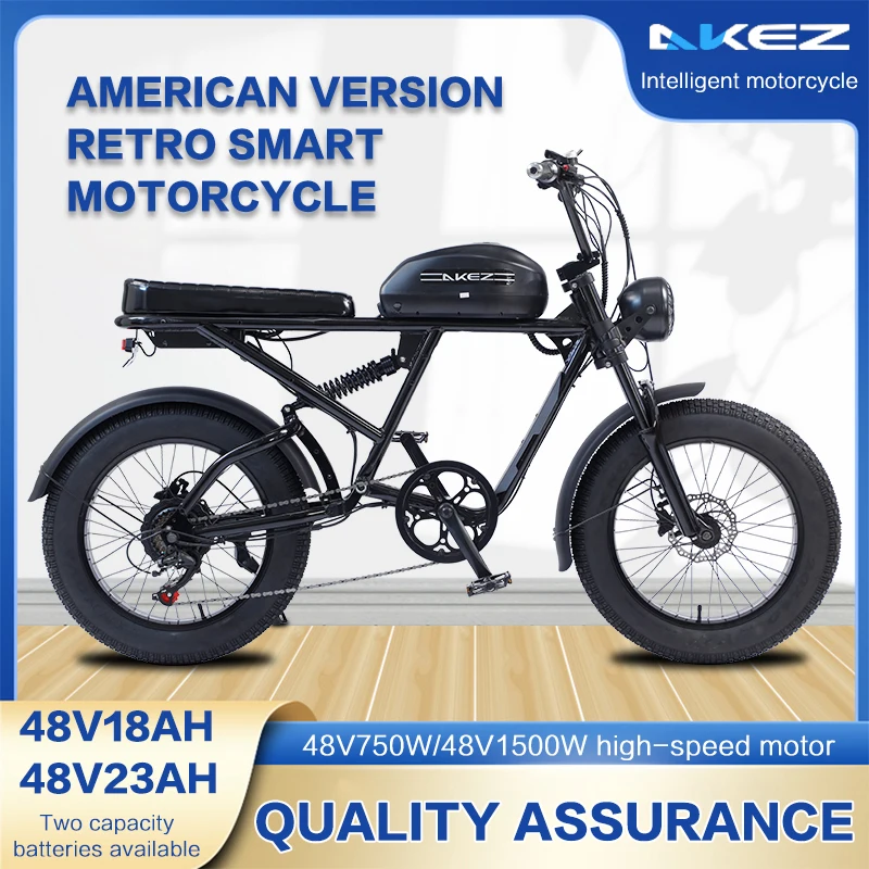 AKEZ 전기 자전거 레트로 오토바이, 고성능 전기 오토바이, 48V, 1500W