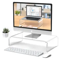Aesthetic White Acrylic Laptop and Desktop Stand - Sleek Transparent Display (Clear)