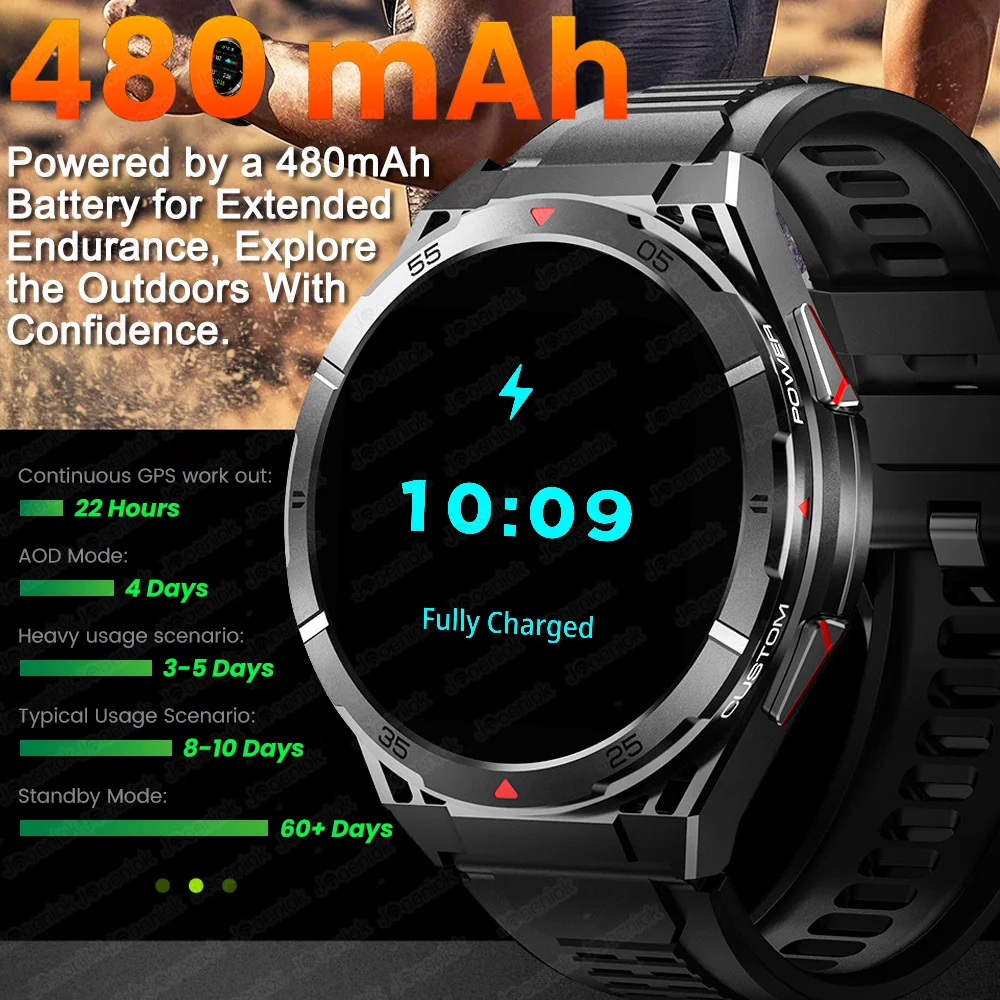 2025 New Dual-Band satellite GPS Sports Smart watch Men 1.43'' HD Screen Heart Rate Compass 10ATM Waterproof Swimming Smartwatch