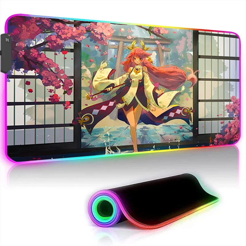  콺 е, Xxl Yae Miko  Ʈ 콺 е, ̸ Rgb Led  ׼ ũ Ʈ ũ Ʈ 콺 ִϸ̼ 繫