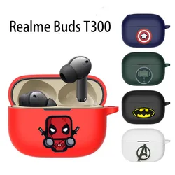 Anti-fall Silicone Cartoon Case for Realme Buds T100 Cover Protective Sleeve for Realme Buds T300 Funda Shell with Hook