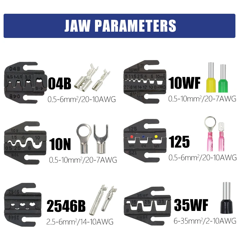 Crimping Pliers YFX-03C Easy Change jaw For Heat Shrink/Open Barrel/Non-Insulated /Ferrule/MC2.5/4/6 ConnectorsTerminals tools images - 6