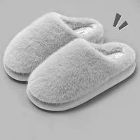 Winter Women's Faux Fur Warm Slippers-Plush Toe-Cover Slip-Resistant Cotton House Shoes,Soft Cozy Indoor Slides with Thick Sole - Image 4