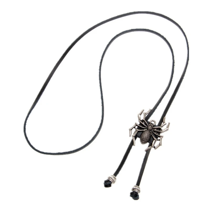 

95AB 3D Spiders Necktie Adjustable Bolo Tie Popular Western Cowboy Teens Men Women Formal Event Necktie Punk Shirt Pendant