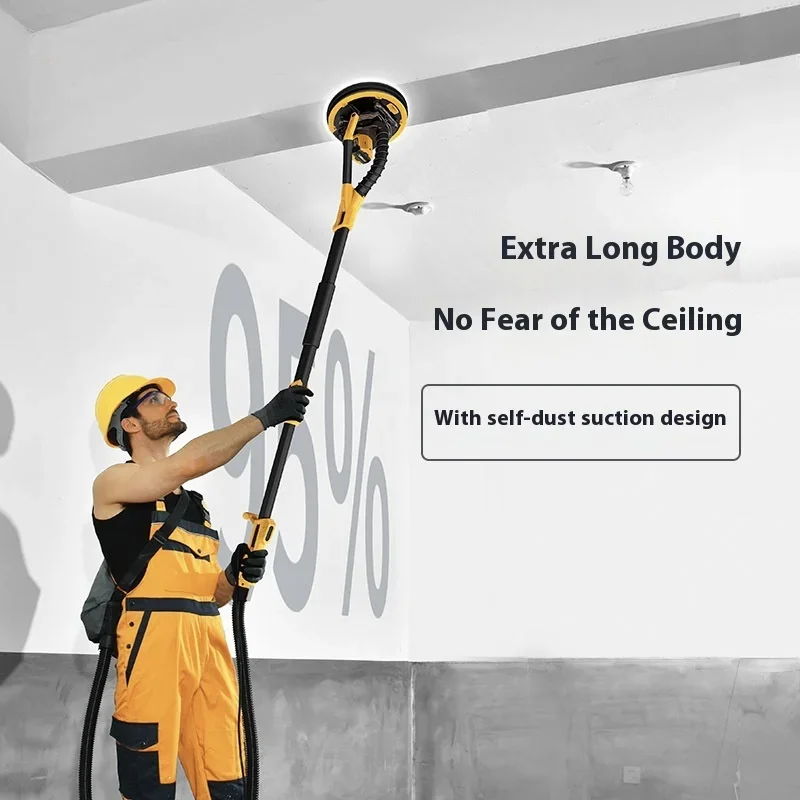Brushless Electric Wall Polisher with Double Light Long Pole 220V Sandpaper Grin