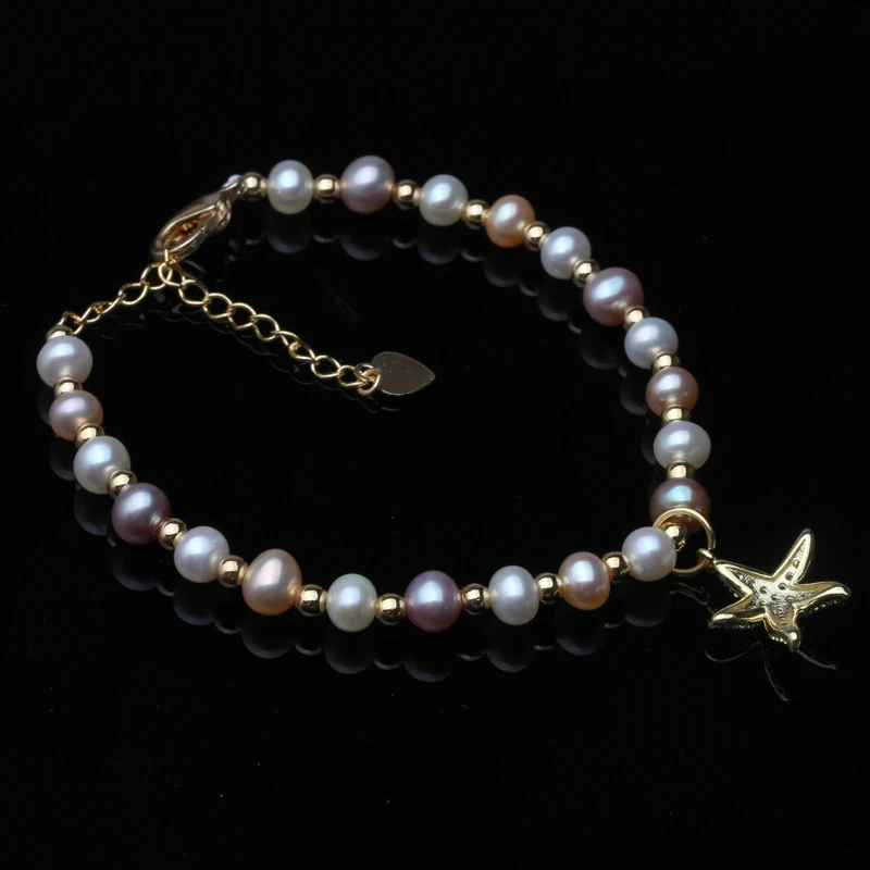 Wedding Real Starfish Natural Freshwater Pearl Bracelet Women Adjustable Bracelet Female Party Creative Gift