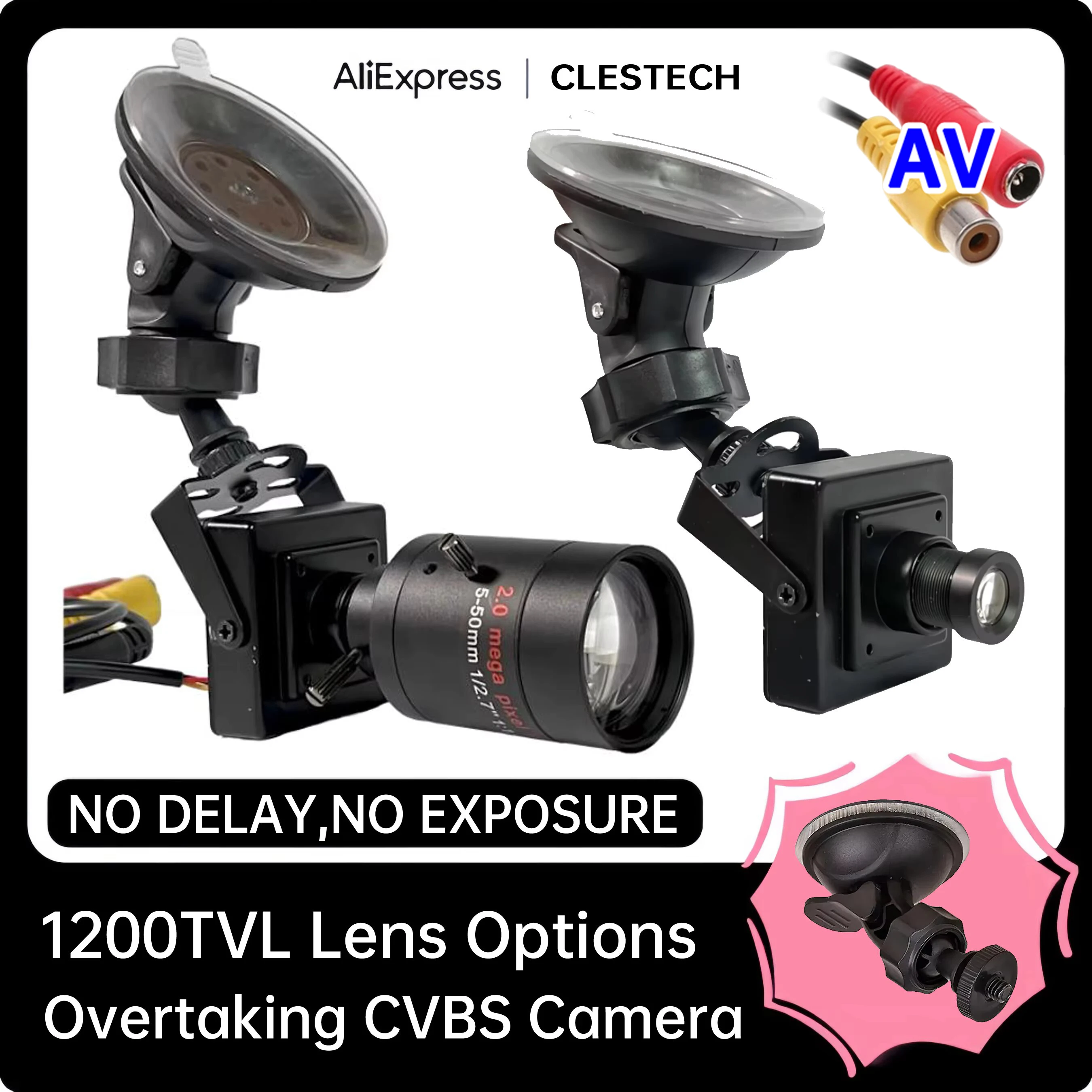 RU Car Specific 4X 10X Focus Blind Spot Assist HD 1200tvl Mini Metal Overtaking Camera Right-Hand Drive Car Suction Cup Cvbs Set