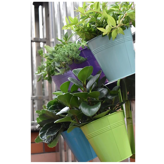 Fém Vas Függő Virágcserepek Vízelvezető Lyukkal És Leszerelhető Horgos Tartós Gyógynövény Edények Ültető Tökéletes Erkélykorláthoz - Image 3