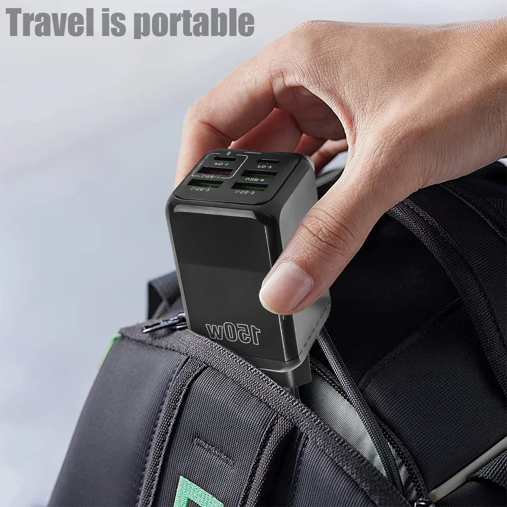 150W Super Quick Charging Multi Ports Cell Phone Charger Head 4 USB A 2 PD Wall Charger Adapter for IPhone 15 14 Samsung Xiaomi 11 S72ba05dd5c0d479fb2ee40acf645bac0g