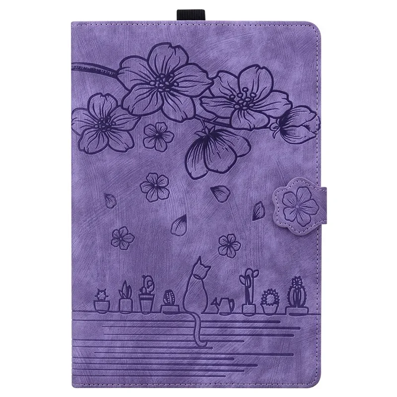 Embossed PU Leather Stand Wallet Tablet Cover in Elegant Design