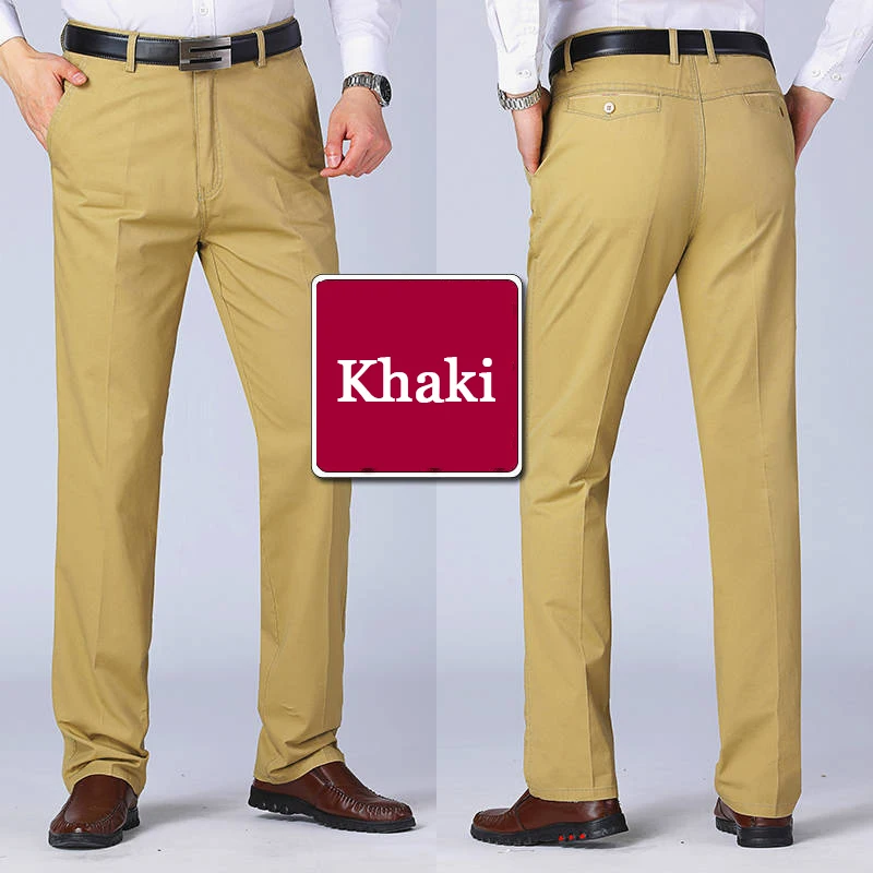 Herren-Sommer-dünne Business-Hose, Herbst, klassisch, lässig, 100 % Baumwolle, modisch, Stretch, solide, bequeme, elastische, gerade Hose – Detail 3