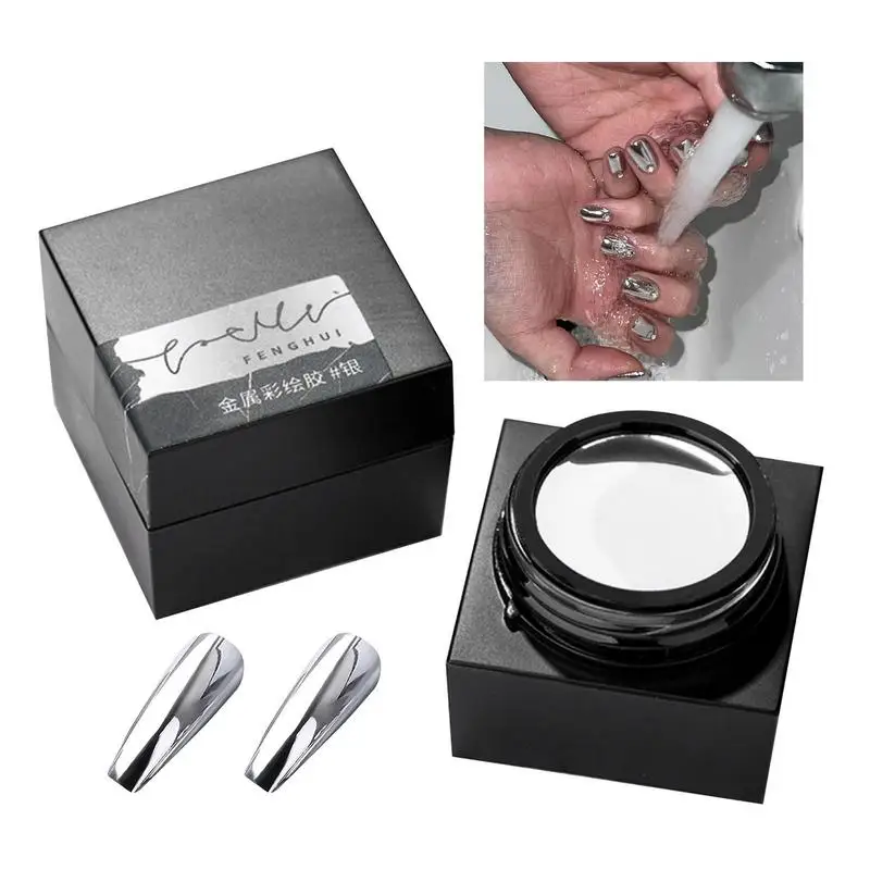

Gel Nail Polish Metal Painted Glue Japanese Style Manicure 3D Metal Painting Silver Glitter Gel Nails Design glue Accessories