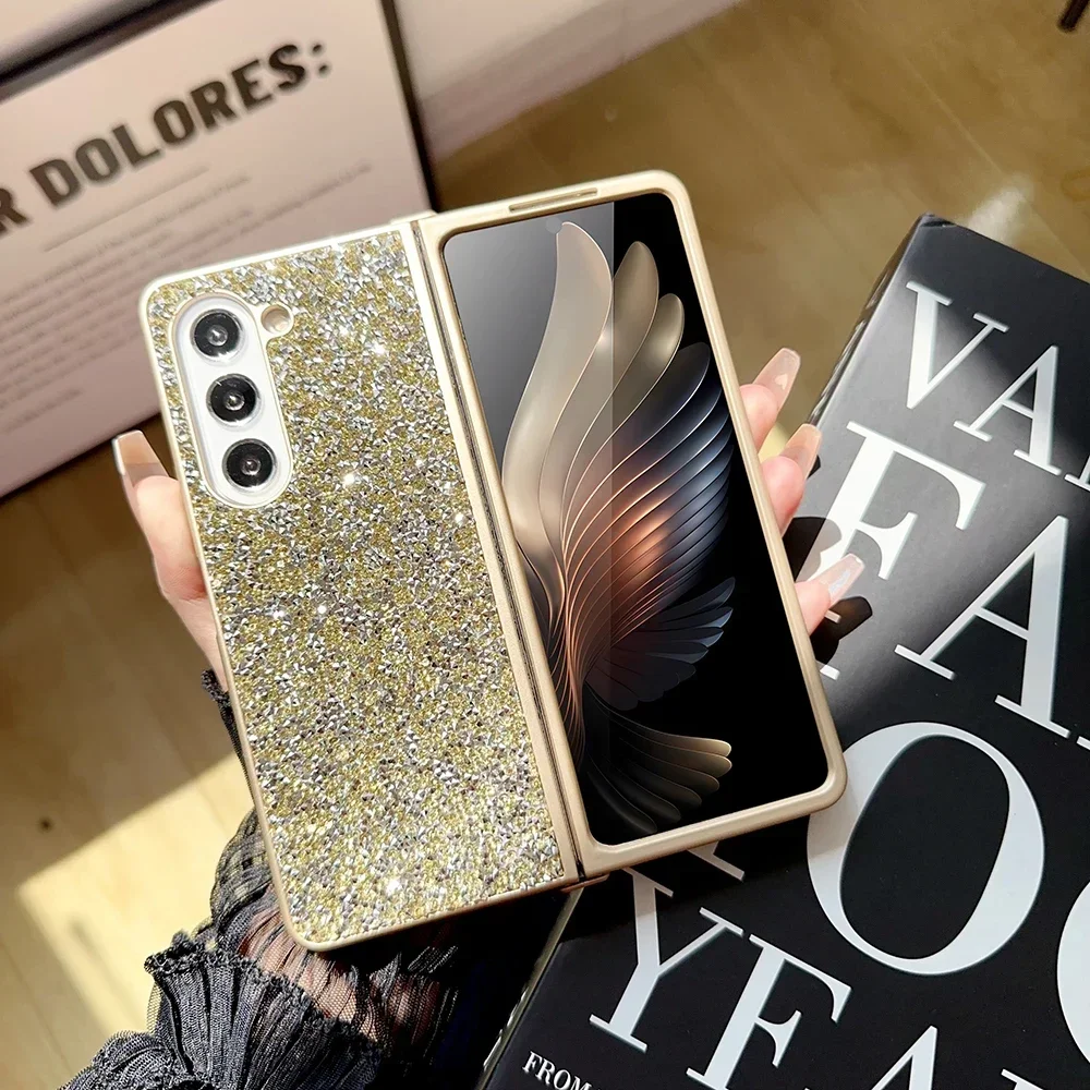 Rhinestone Glitter Sequins Trim Shockproof Phone Case with Soft TPU Frame