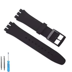 Colorful Transparent Soft Silicone Watch Strap Replacement Bracelet - Unisex - 16mm (Black)