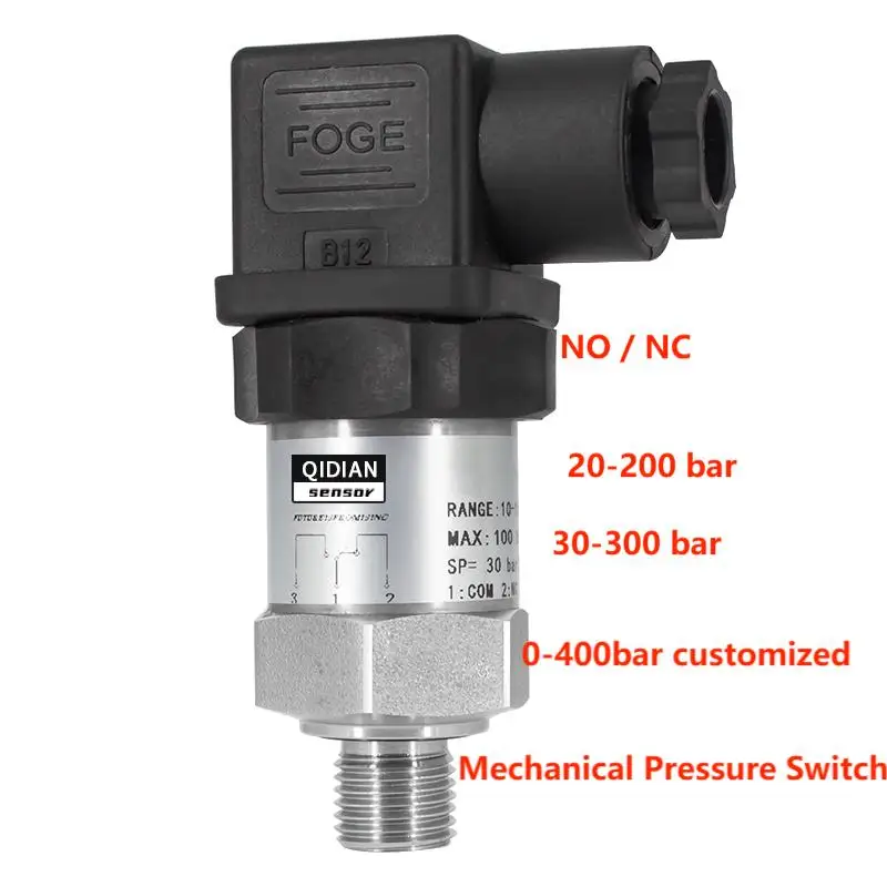 Mechanical Adjustable Pressure Switch 0-400bar 30bar Standard for Oil Water