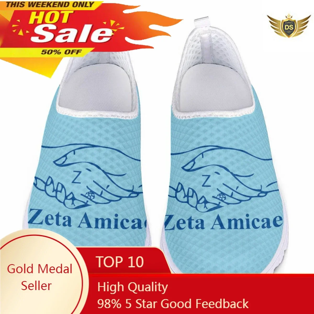 Zeta Amicae Women's Casual Sneakers Fashion Friends Of Zeta Design Flat Shoes Summer Breathable Slip On Mesh Shoes