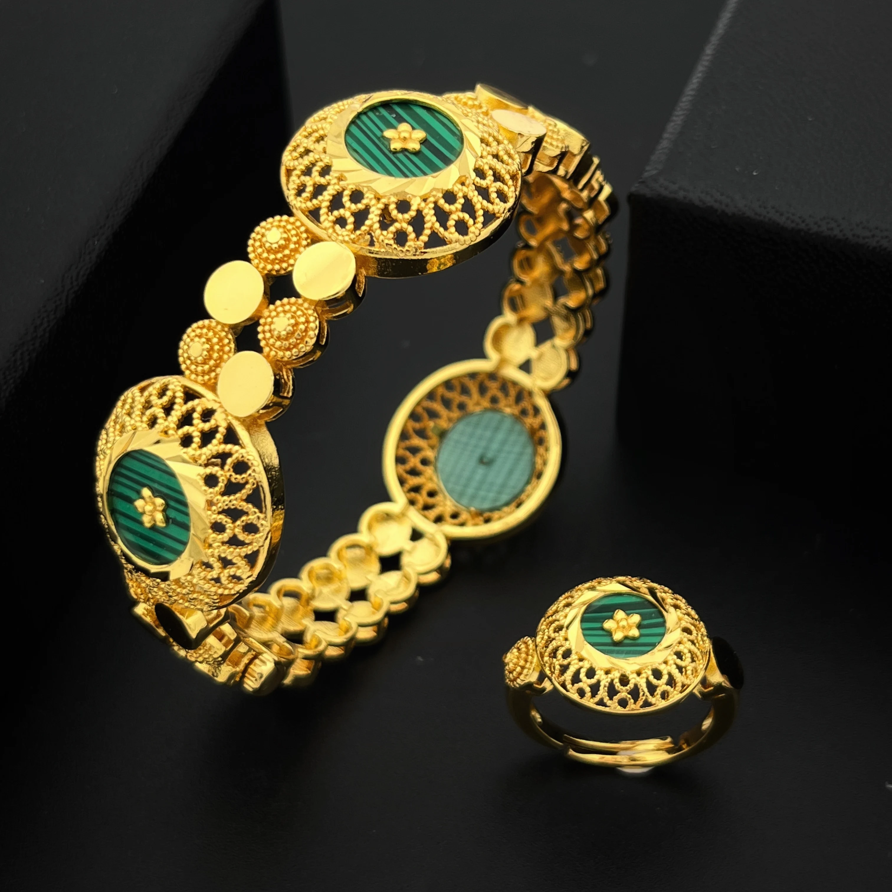 Stylish African and Middle Eastern Handcrafted Bracelet and Ring Set - Streamlined Design, Exquisite and Delicate, Demonstrating