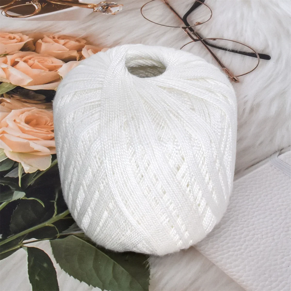 손바느질 뜨게 100% 코튼 크로셰 실, Worsted 2 ply 중간 얇은 0.8mm, 8  레이스 면사, 50g, 400m, 437yd, 5 개