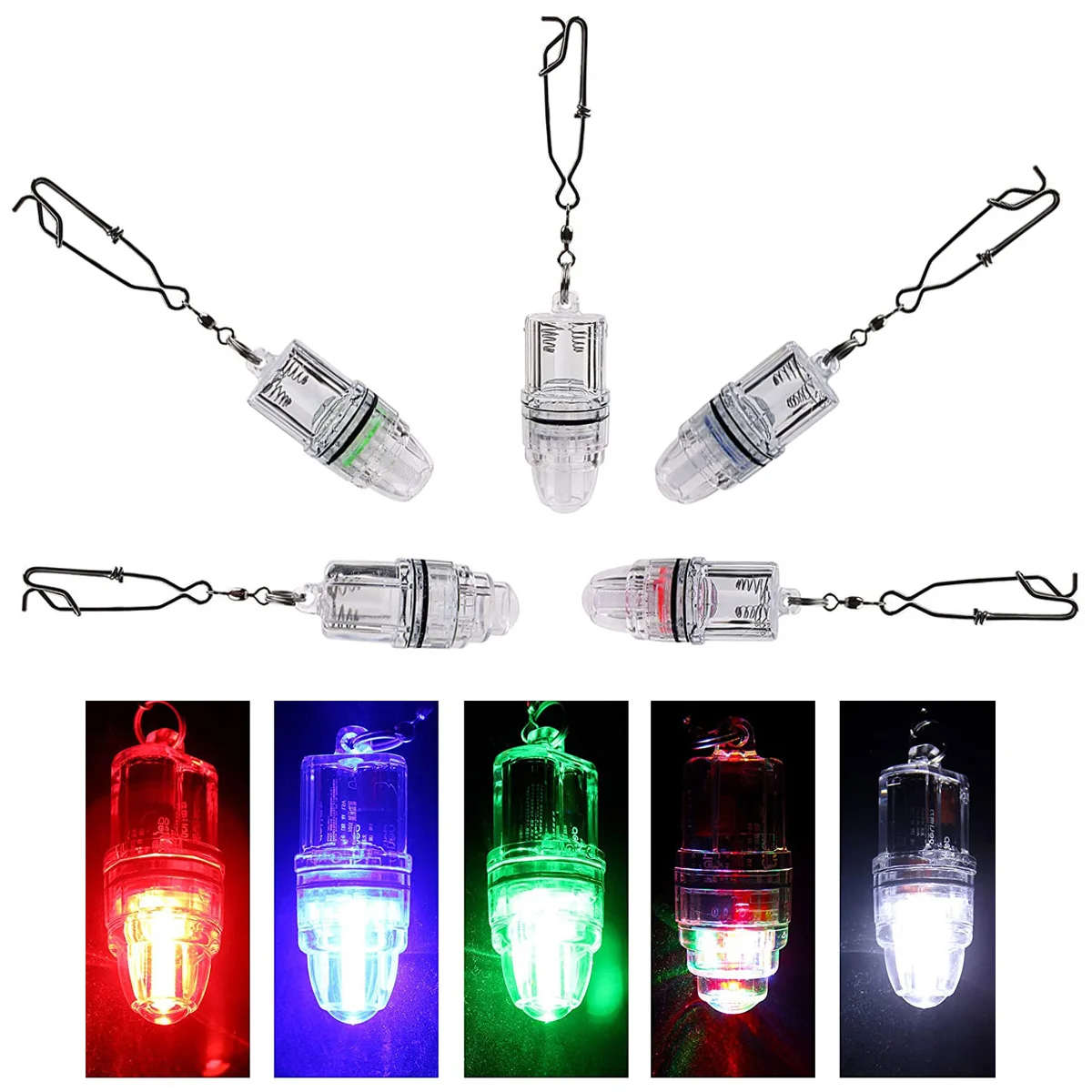 Description Picture 2 of itemDeep Drop Led Fishing Light Colorful Flashing Squid Fishing Lure Light Bait IP68 Waterproof Fish Attraction White Red Blue Green