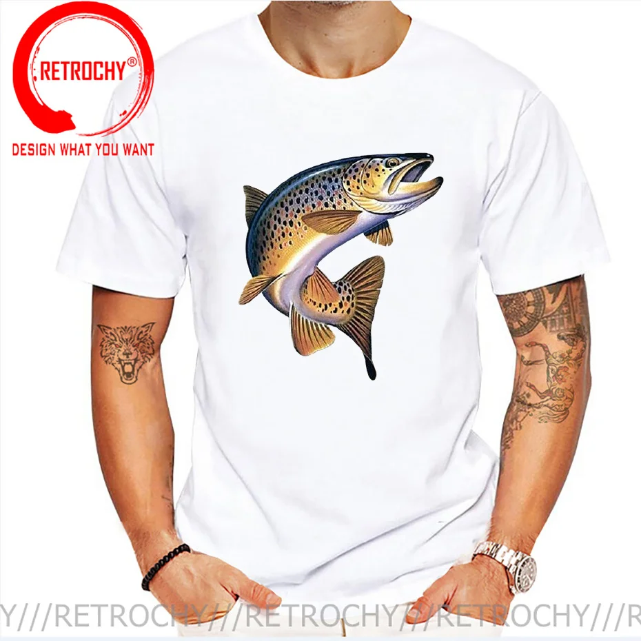 Brown Trout Fishing T Shirt Casual Catch A Rainbow Trout T Shirts Men  Unisex Fashion tshirt Dropship Big Size 2022 Funny T-shirt