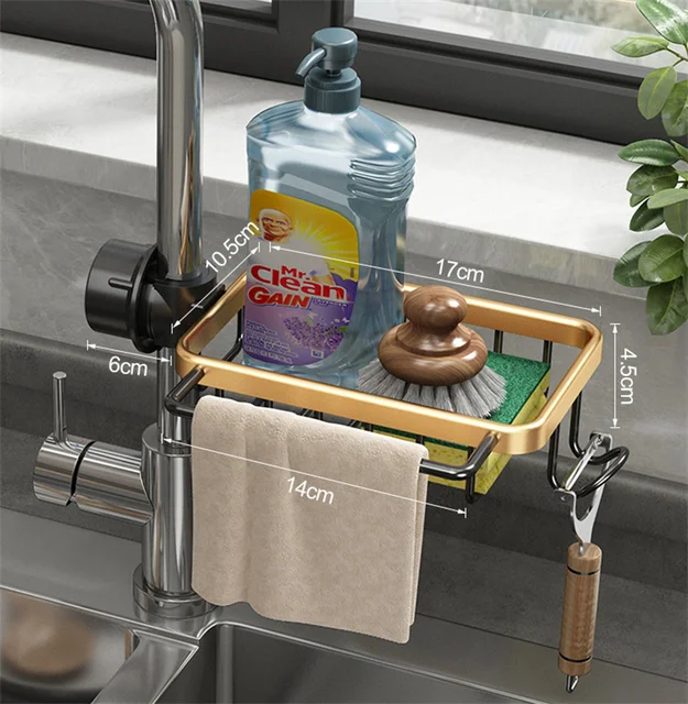 Space Aluminum Adjustable Shelf Punch-free Faucet Rack Large