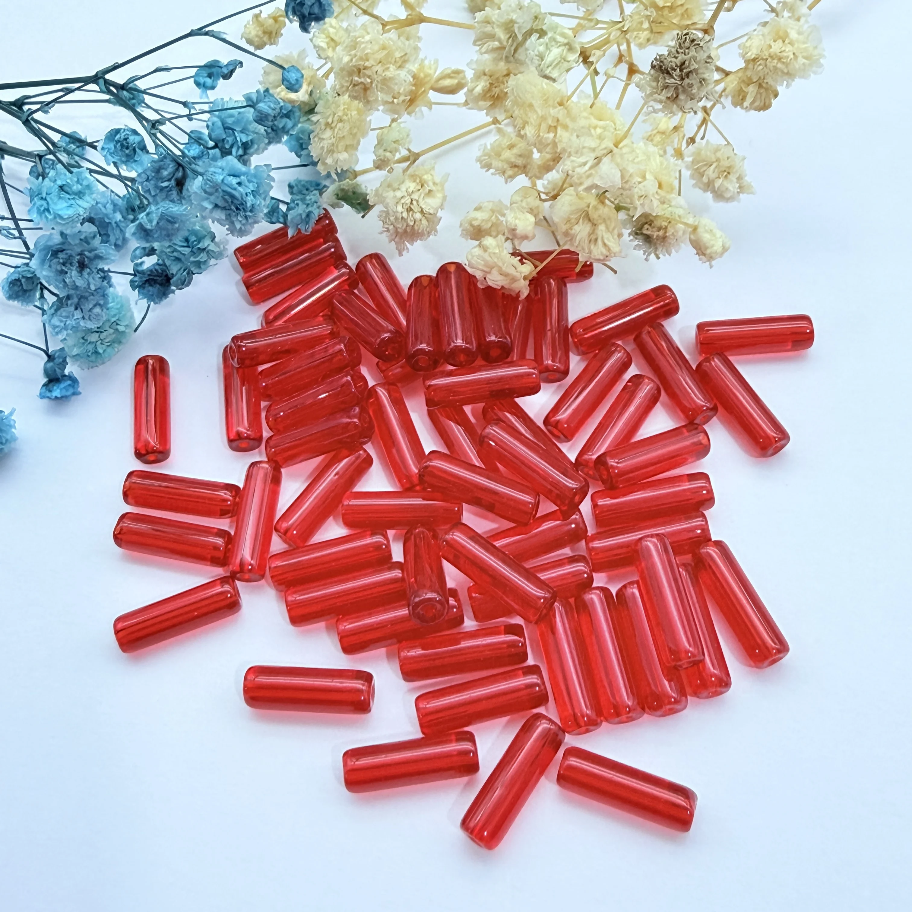 Pure Black Cylinder Glass Beads - 4x13mm Long Tube