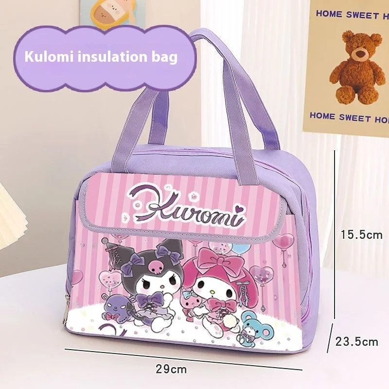 Cartoon Kuromi Insulated Bag Cute and Stainproof Sanrio New Lunch Box Handbag Large Capacity Waterproof Insulated Bento Bag 4