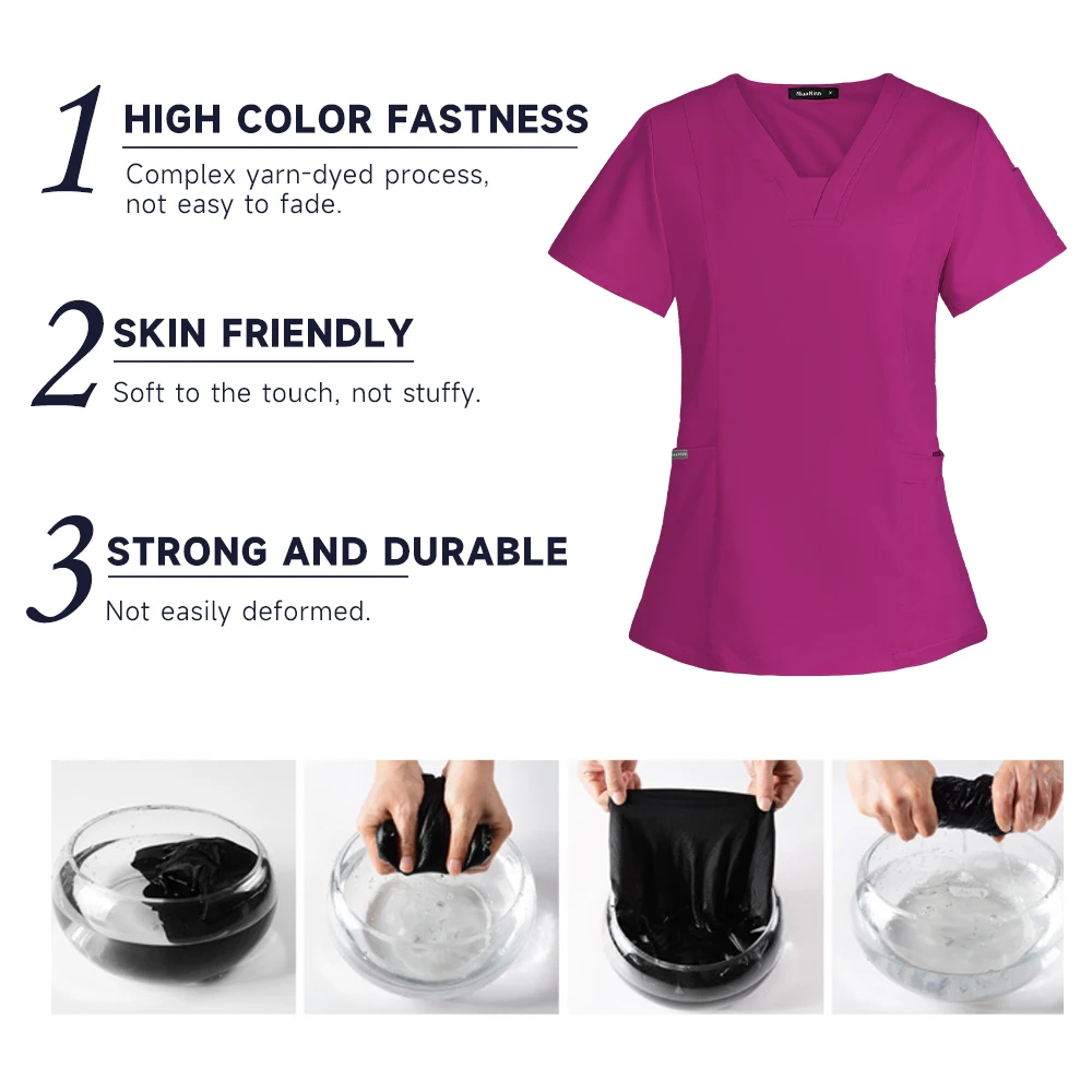 Operating Room Medical Uniform Set Short Sleeve Nurse Nursing Accessories Tops Pants Elastic Scrubs Suit
