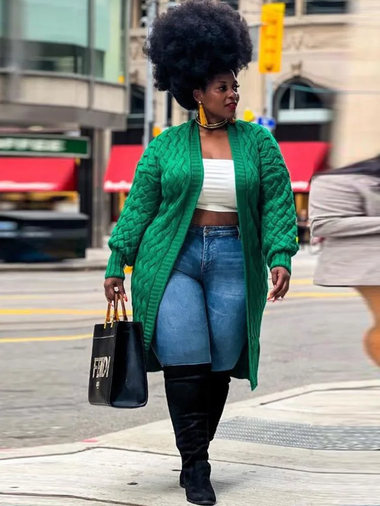 

Autumn Winter Womens Solid Color Lounge Sweater Cardigan Long Sleeve Plus Size Ankle Length Warm Thicken Sweaters Coat Outwear