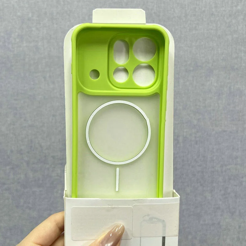 Luxury Frosted Glossy MagSafe-Enabled Transparent Armor Case with Wireless Charging Compatibility